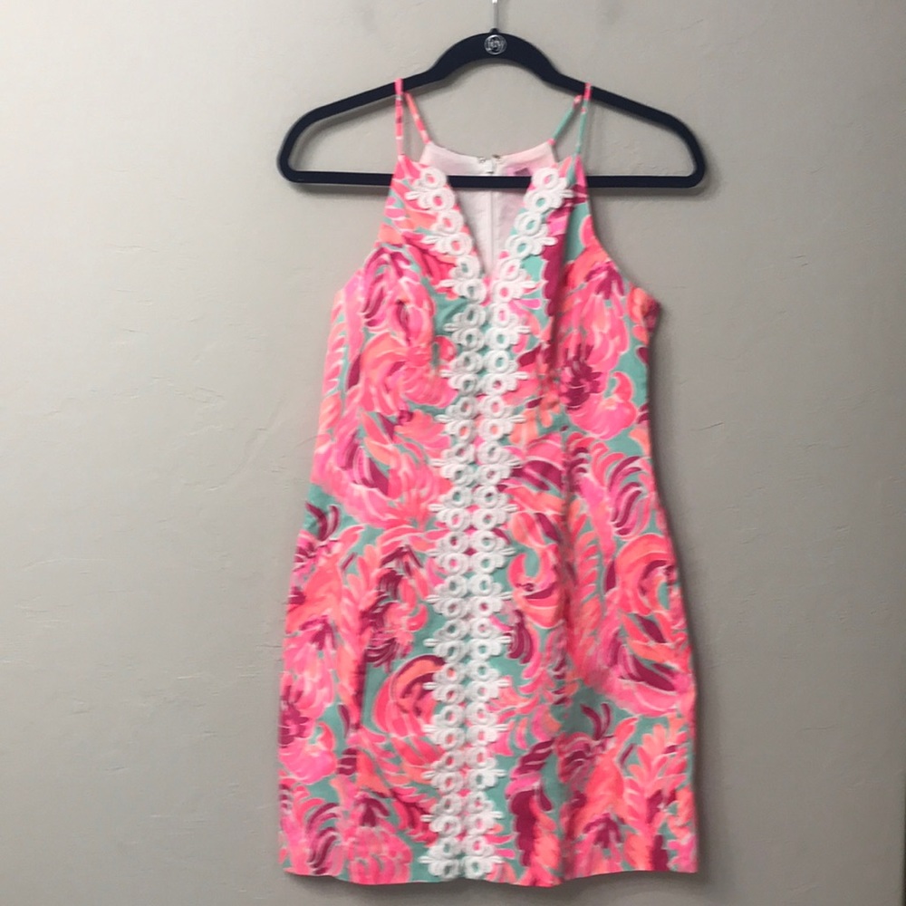 Lilly Pulitzer Pink and Green Floral Mini Dress